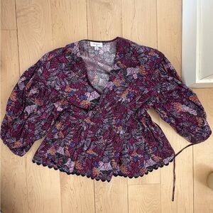 Kika Vargas for Target Purple and Black Floral Blouse